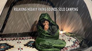 RELAXING RAIN SOUNDS IN SOLO CAMPING HEAVY RAIN  - NEW TENT - ASMR CAMPING