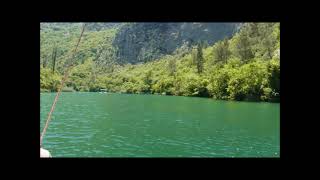 Boating up the Cetina river near Omis, Croatia