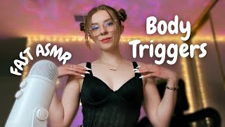 ASMR | Fast & Aggressive Body Triggers (fabric sounds, skin scratching, mouth sounds)