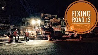 [4K]At Night Fixing Lane Road 13 NEAR Khal Thnal Monivong Bridge