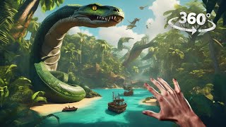 360° Boat Crash and Titanic Snake Chase In the Jungle VR 360 Survival Adventure 4K Ultra HD