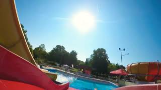 Family Water Slide at Thermal Spa and Wellness Center in Bükfürdő, Hungary.