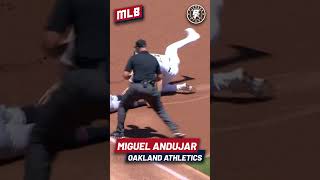 MIGUEL ANDUJAR SE ROBA UN HOME RUN Y REALIZA GRAN TIRO #mlb #oaklandathletics #miguelandujar