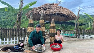 Uncle Dong and Ngoc Han caught many big fish. Processed and preserved them in the stove.