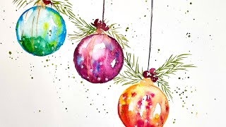 Watercolor Holiday Baubles - a classic🌲