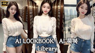 [4k Ai Art] AI LOOKBOOK | AI 룩북 | AI ルックブック | Library | 도서관 | 図書館