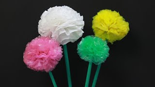 Plastic cover flower making Design | How to make Flower from waste carry bag | DIY Best out of Waste