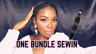 DIY SEWIN USING ONE BUNDLE || ONE BUNDLE SEWIN || NATURAL HAIR SEWIN START TO FINISH