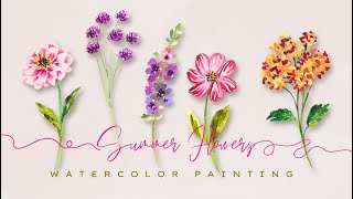 #37 | Easy Watercolor SUMMER Flowers Painting Tutorial for Beginners! | 🌸🌷💐