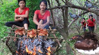 Cooking baby duck eggs for food is taste delicious & Catch birds cook with curry peppers