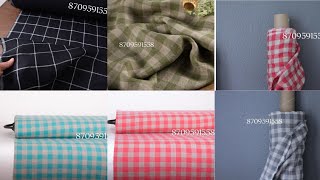 pure 100% linen fabric//linen Gingham check fabric//checked grid linen fabric.