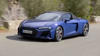 Audi R8 Spyder performance RWD in Ascari blue Driving Video   video Auto Motions