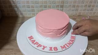 how to make 18th birthday cake/ pink white butterfly theme cake decoration / Sea wave effect cake