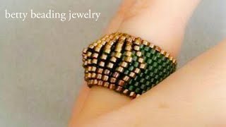 Layered beaded ring elegant and easy to make for beginners , beading tutorial