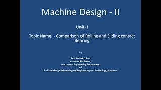 30 Unit I Comparison of Rolling and sliding contact bearing