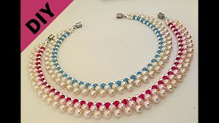 10 mins Diy Necklace. Beaded necklace tutorial.