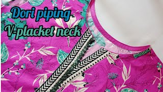 new style v-placket neck design cutting and stitching