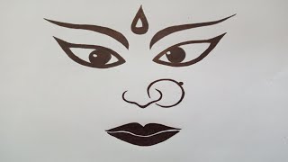 How to draw maa durga face pencil sketch for beginners step by step,How to draw maa durga