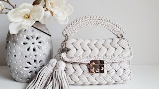 Marshmallow Tasche mit Puff Stich häkeln / Crochet Puff Stitch Bag