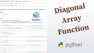 Python Numpy Tutorial - 11 ... Diagonal Array Function || np.diag( )