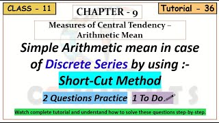 (36) Short-Cut Method in case of Discrete Series {Ch.-9}