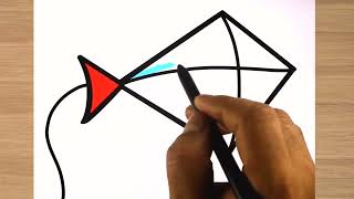 Flying kite drawing and colouring for kids | kids drawing @taposhicutedrawing1996