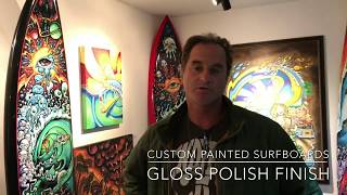 Custom surfboard finish described