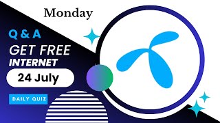 Daily Telenor quiz answers 24 July | Get free 150-200 MBs free | live proof