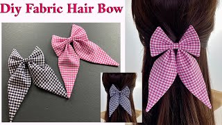 How to make Easy Fabric Bow | Sailor Hair Bow Tutorial | Hair Accessories, Hair Clip, Lazos de tela