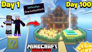 We Survived 100 Days in one block *LUCKY BLOCK* minecraft