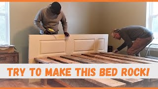 RePurposed Wood + Bifold Door = Custom King Bedframe