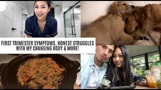 a chatty first trimester vlog, symptoms, honest body image struggles