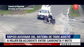 Rápido accionar del sistema de Tigre asistió a mujer en accidente entre camioneta y moto