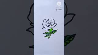 rose drawing with green leaves 🥰🥰🥰#shorts #short