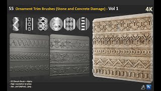 55 Ornament Trim Brushes (Stone and Concrete Damage) - Vol 1