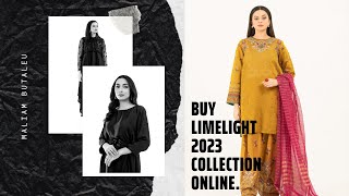 Buy limelight 2023 collection online. Unstitched Women suits, lawn kurtis and Cambric Collection.