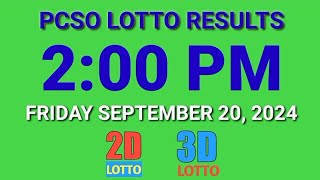 2pm Lotto Results Today September 20, 2024 ez2 swertres 2d 3d pcso