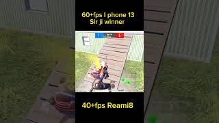 60+fps I phone 13 vs 40+fps Realmi8#bgmi #1v1 #pubgmobile