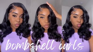 How to: Voluminous Bombshell Flatiron Curls on Bodywave Lace Frontal Wig ft. Wiggins Hair