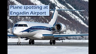 A day plane spotting at Engadin Airport in the Swiss alps. - with on board take off