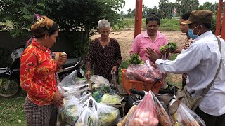 This is this man's mobile food market on a motorcycle.