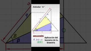 Aplicación del teorema de la bisectriz de un triángulo #aprendegeometriaplana #geometry #triángulos