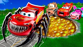 ZOMBIE Pit Transform In Beast Lightning McQueen & Big & Small Pixar Cars! Beam.NG Drive!