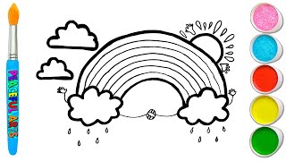 How to Draw a Rainbow and Clouds with Raindrops Easy 🌈🌧