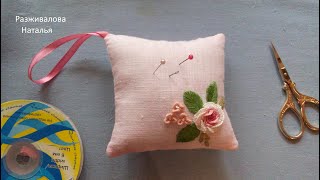 МК. Сборка квадратной игольницы с вышивкой. Assembling a square needle holder with embroidery.