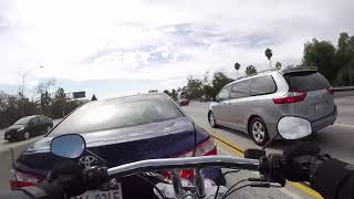 man crashes motorcycle & lands on toyota - Shot on iPhone