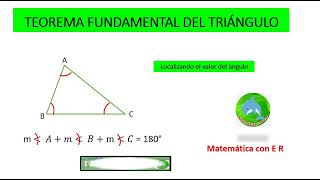 Teorema fundamental del triángulo.  Ángulos internos.  Calcula el valor del ángulo.  Cuarto ejemplo.