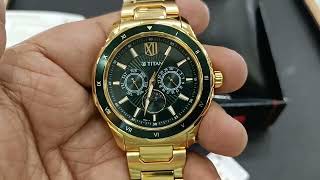 Titan Moon Face Golden Multifunction Watch Review in Punjabi || 1688km05 Watch Review