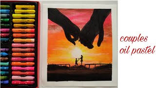 couples oil pastel drawing | for beginners