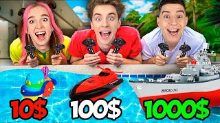 Игрушечная ЛОДКА за 10$ vs 100$ vs 1000$ Челлендж !